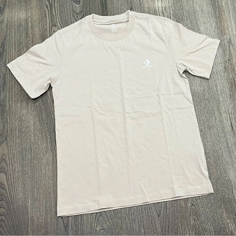 NWOT Converse T-Shirt Crewneck Short Sleeve Pullover Lightweight Beige Size XXS